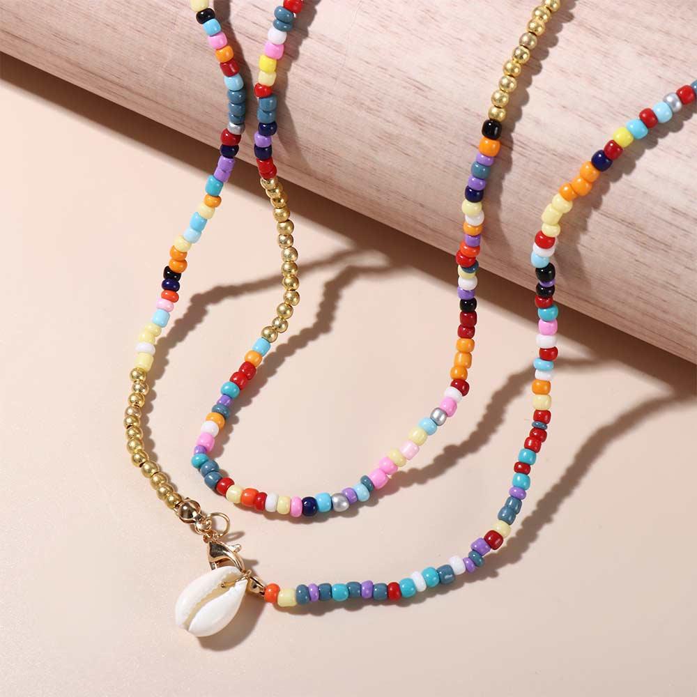 AROMA Vòng cổ Hợp Kim Y2K Đính Hạt Nhiều Màu Phong Cách Retro Hàn Quốc