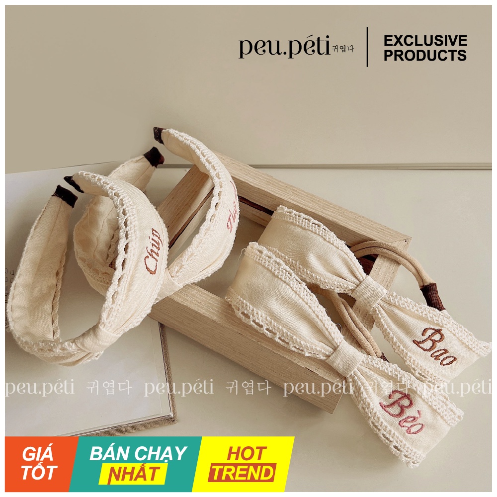 Turban hoặc Bờm thêu tên bé MÀU BEIGE style Hàn- peu.péti  GỬI TÊN BÉ VÀO TIN NHẮN OR GHI CHÚ BẠN NHÉ!!!
