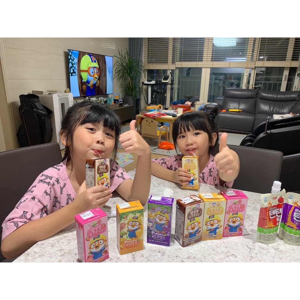 Sữa dinh dưỡng Pororo Hàn Quốc 190ml, sữa tươi Pororo đủ vị: chuối, dâu, chocolate