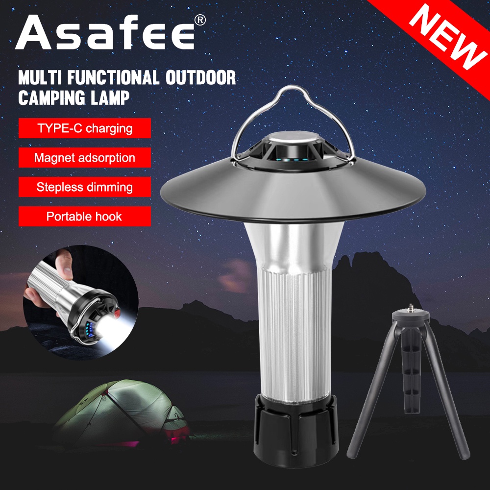 Đèn cắm trại ngoài trời siêu sáng Asafee HW777 XPE + 12 * LED 400LM Đèn làm việc Tích hợp pin 3 bánh công tắc báo chí IPX4 Đèn cắm trại trang trí chống nước