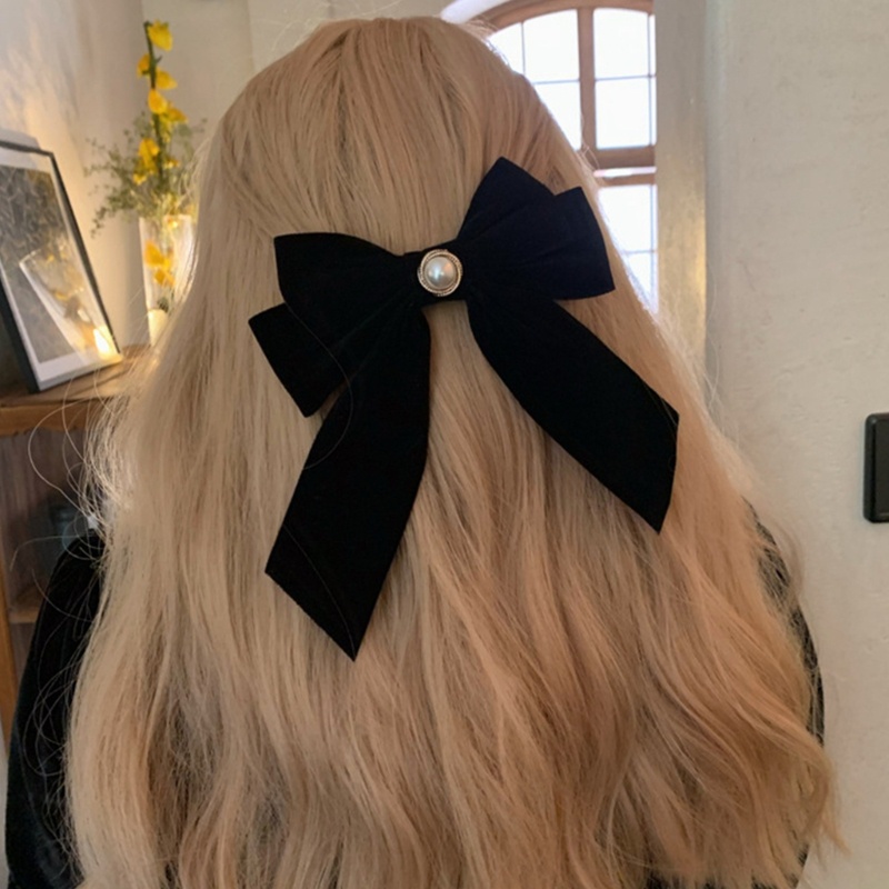 Kẹp Tóc Hình Nơ Màu Đen Phong Cách Pháp Thời Trang Cho Nữ
