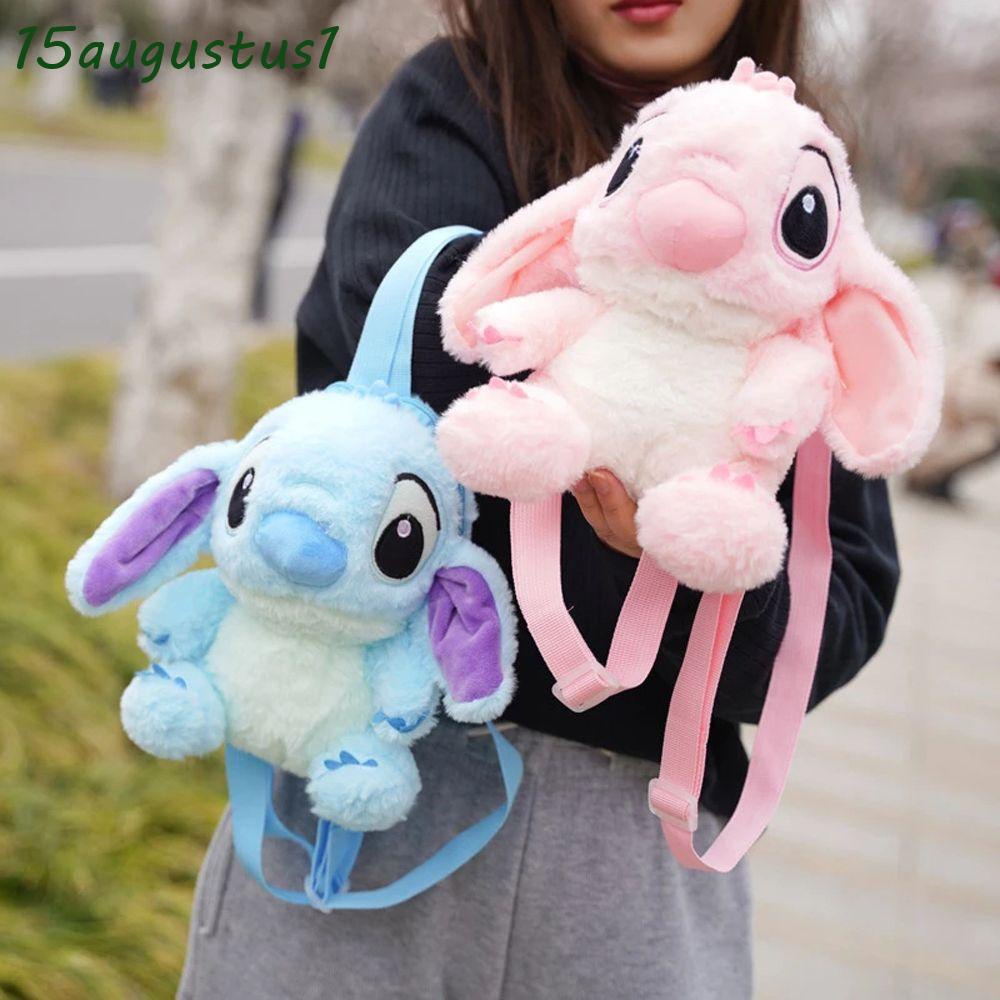 Ba Lô Nhồi Bông Hình Stitch Hoạt Hình Cỡ Lớn Có Khóa Kéo Cho Bé Gái