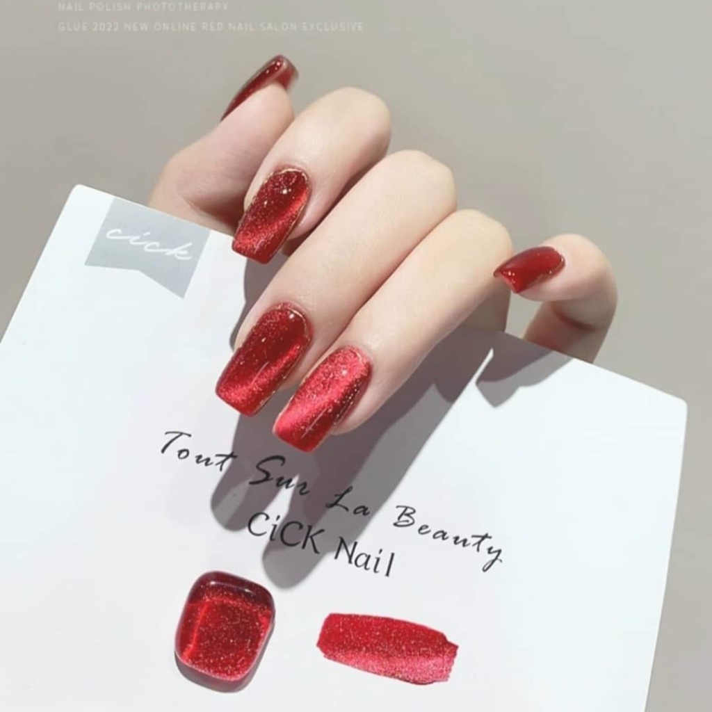 Sơn mắt mèo đỏ , Sơn móng tay gel topmắt mèo ánh đỏ