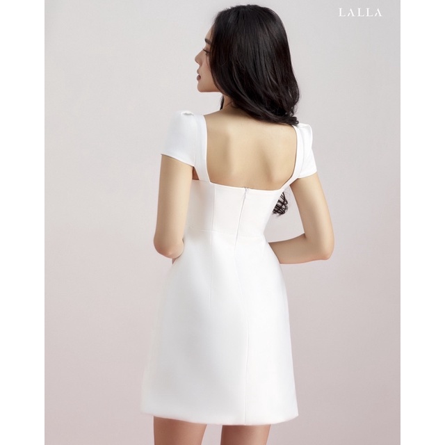 LALLA - Đầm tay ngắn cổ vuông form chữ A nữ