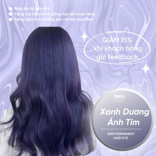 (Tặng Bodymist) Combo nhuộm tóc màu xanh dương ánh tím (tặng trợ nhuộm, găng tay)