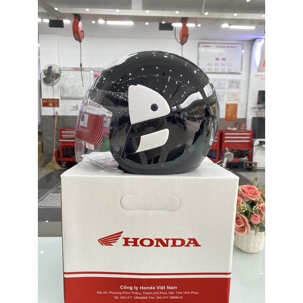 Mũ bảo hiểm Honda chính hãng 3/4 đầu màu đen mới 2023