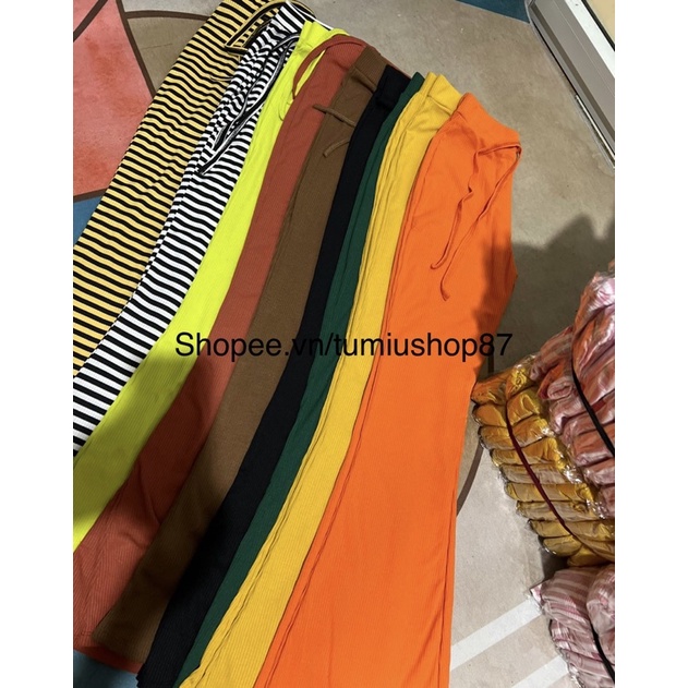 Quần legging ống loe lưng thun cạp siêu cao nhiều màu ,quần ống rộng thun gân hack dáng chân dài siêu đẹp | BigBuy360 - bigbuy360.vn