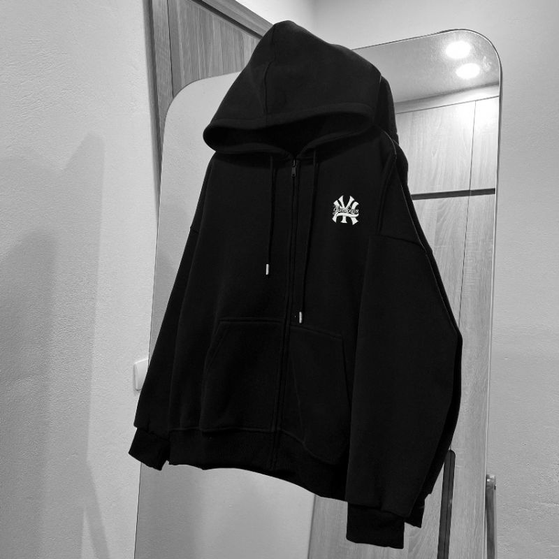 Áo Hoodie Zip Nỉ Bông Nỉ Lót Lông Form Rộng Nam Nữ Unisex Áo Khoác Nỉ Bông Xám Tiêu Trắng In Chữ LA có bigsize đến 110kg