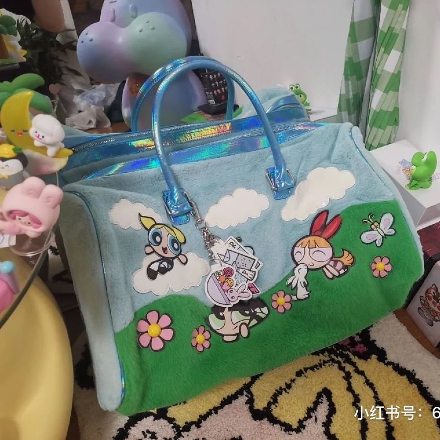 Túi Tote Vải Lông Sức Chứa Lớn Phù Hợp Cho Trẻ Em Gái Powerpuff Girls