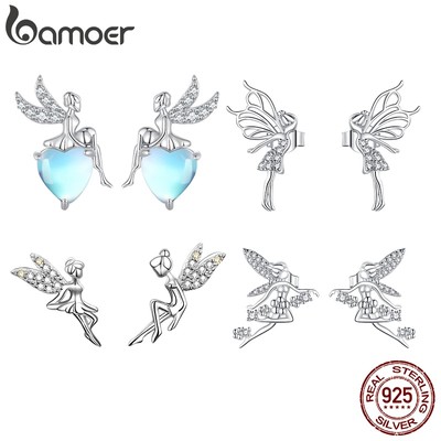 Bamoer Bông Tai bạc 925 Kiểu Dáng Đơn Giản Cho Nữ