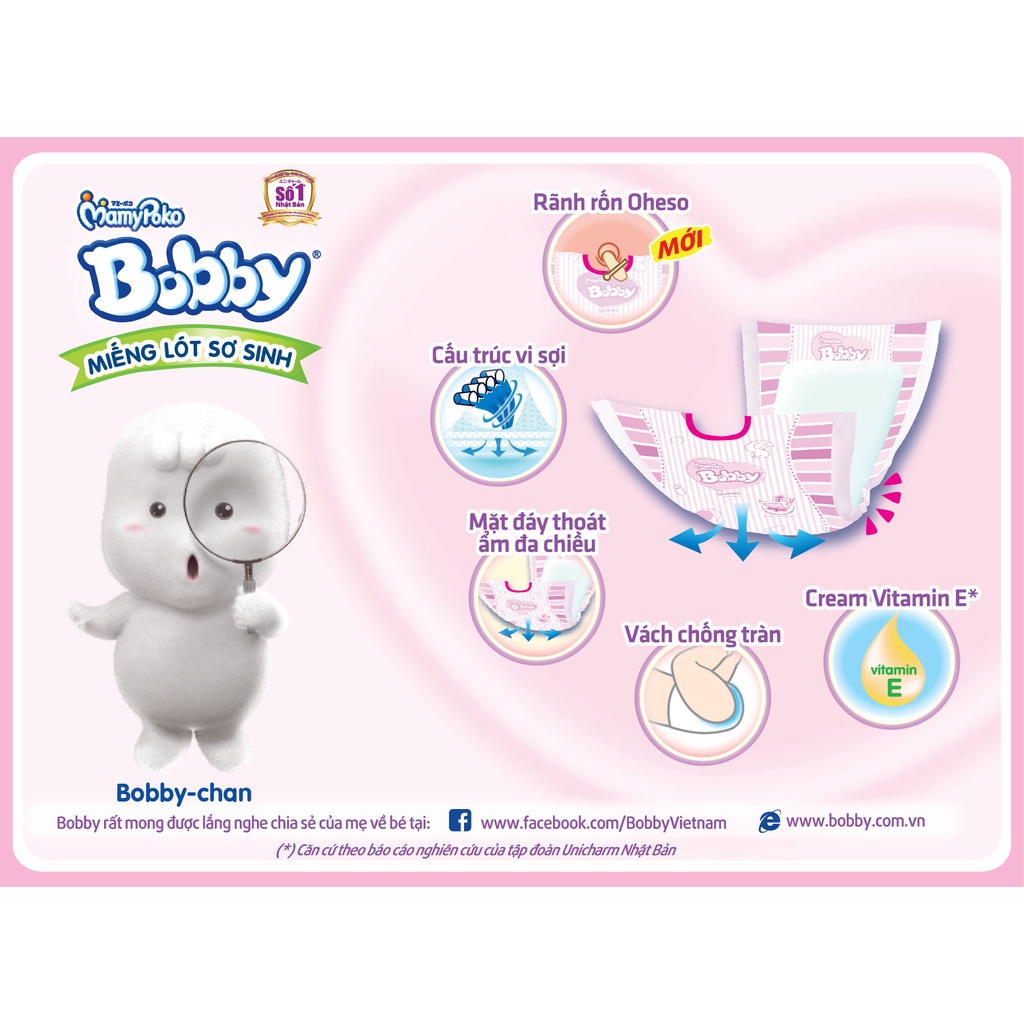 Miếng lót Bobby Newborn 1 108 miếng, Newborn 2 60 miếng