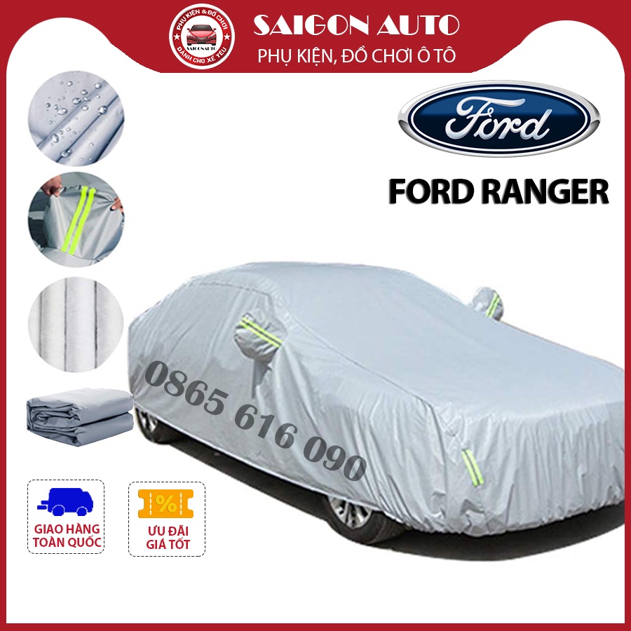 Bạt phủ trùm bảo vệ xe ô tô FORD RANGER vải dù oxford cao cấp, áo bạc che phủ trùm kín oto xe hơi