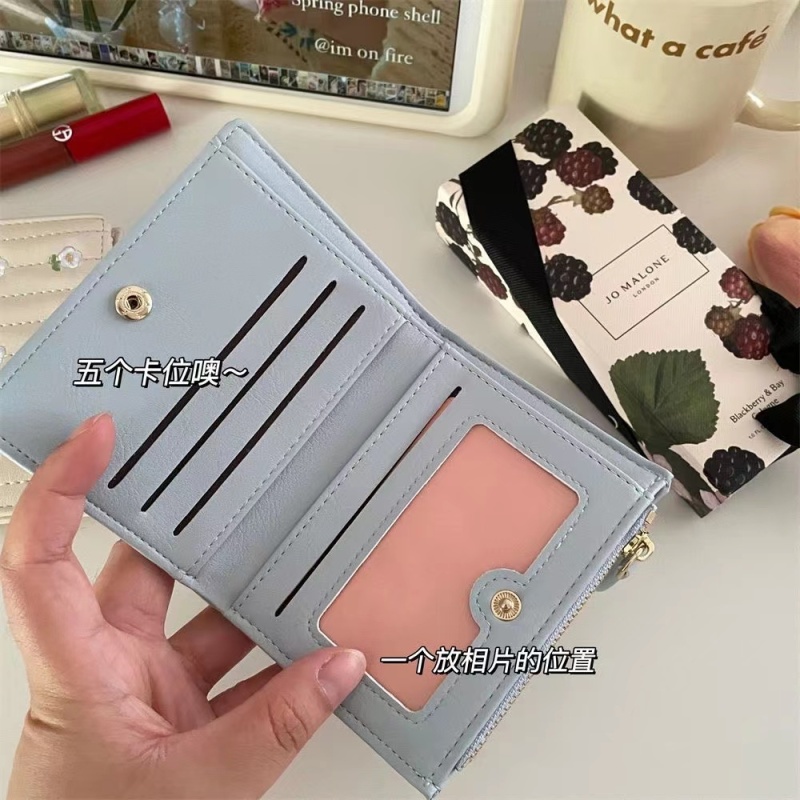 Ví Gấp Mini Thêu Họa Tiết Hoa Đơn Giản Chất Lượng Theo Phong Cách Hàn Quốc Dành Cho Nữ