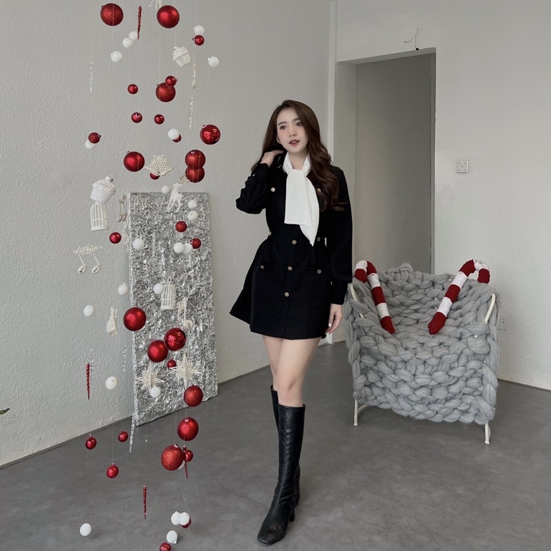 Váy đầm nữ tiểu thư dài tay chiết eo Mabel Dress thiết kế SOURIS BY G