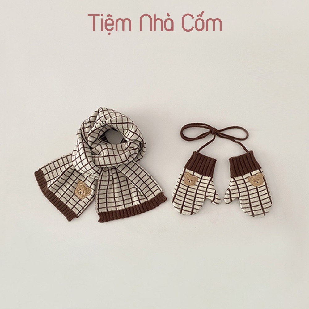 Set khăn + găng tay mùa đông cho bé trai, bé gái siêu xinh