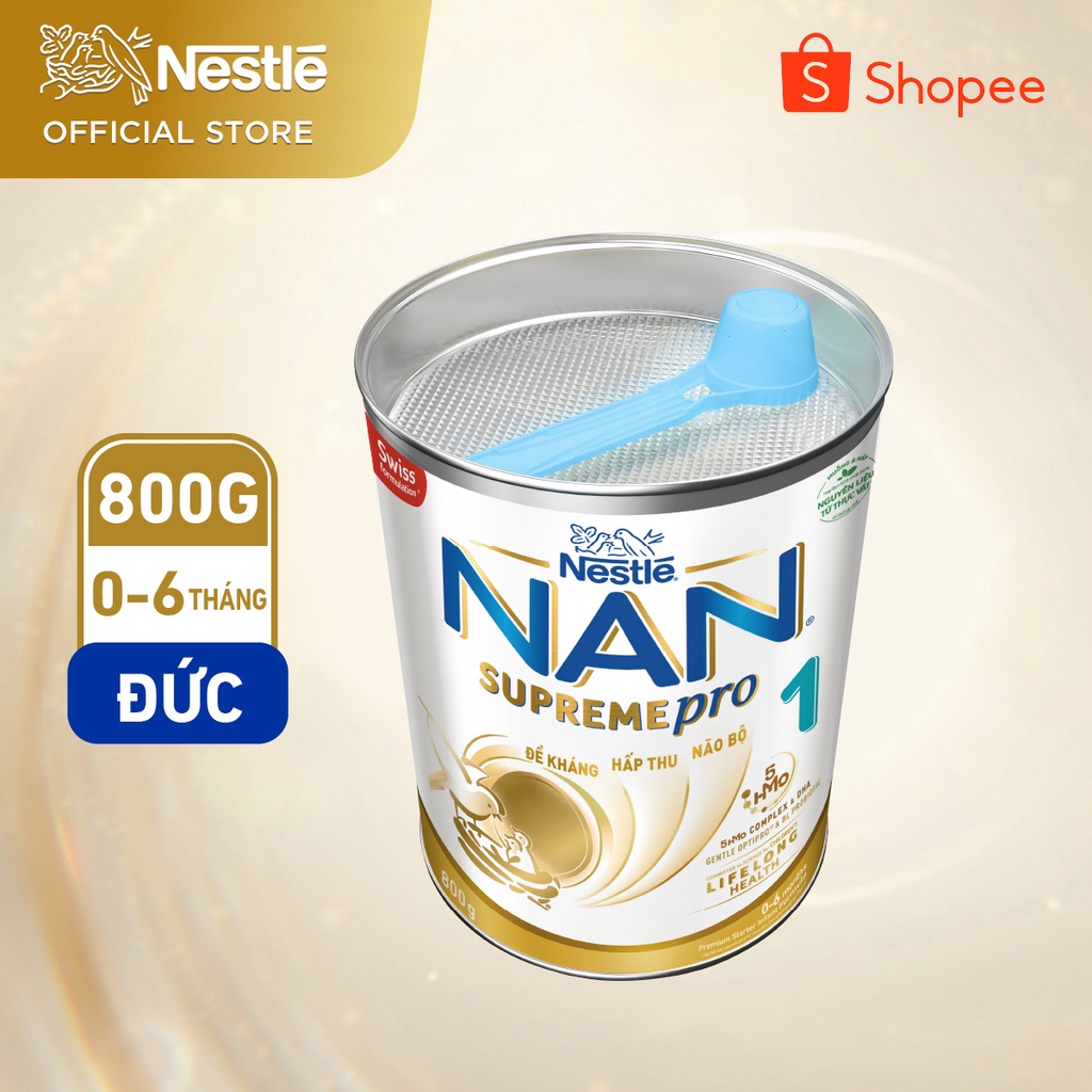 Sữa Bột Nestlé NAN SupremePro 1 lon 800g với 5HMO & đạm Gentle Optipro nhập khẩu nguyên lon từ Đức