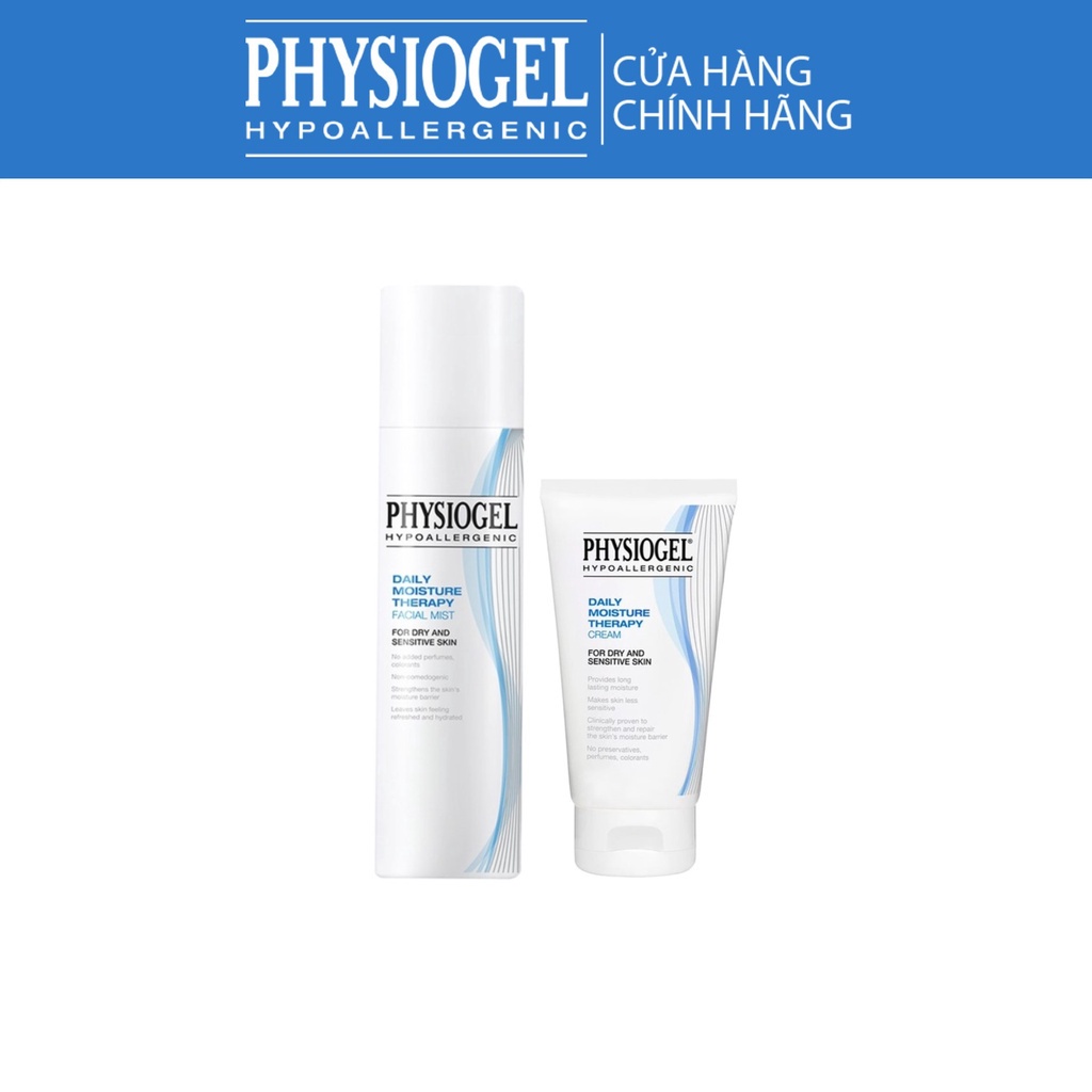 Bộ đôi dưỡng ẩm Physiogel: Xịt khoáng cấp ẩm 100ml và Kem dưỡng ẩm dịu nhẹ 75ml