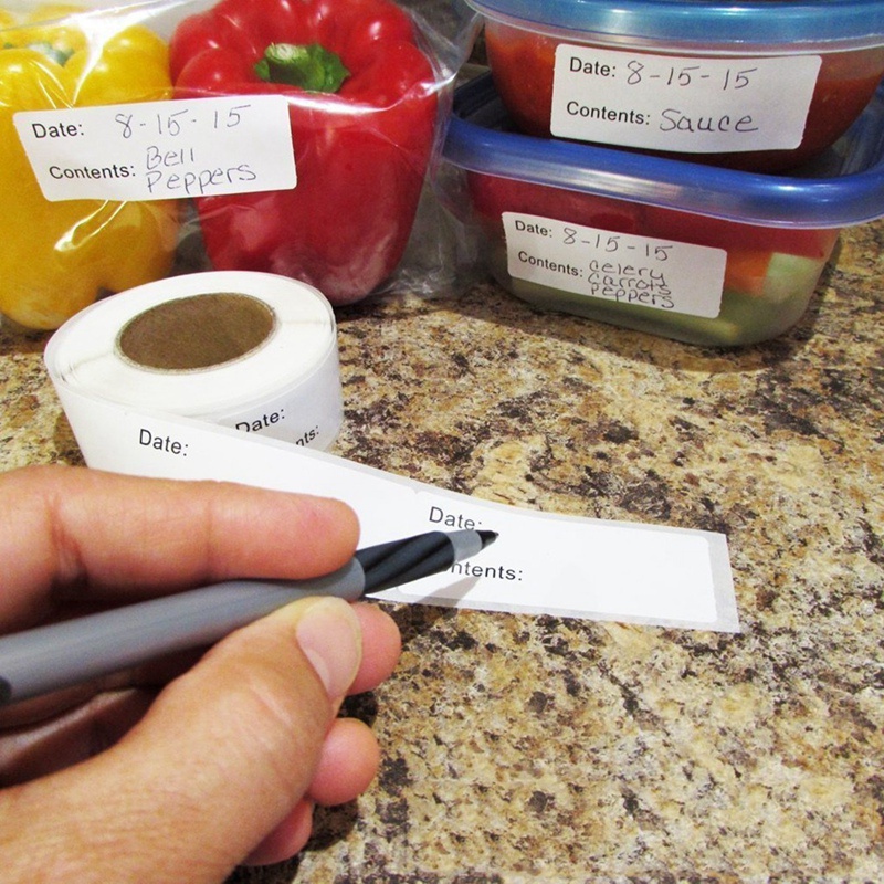 1 Cuộn 125 Miếng Dán Tự Dính Màu Trắng Kích Thước 25X75Mm Có Thể Tháo Gỡ Dùng Cho Tủ Lạnh