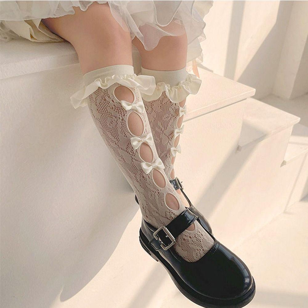 Đôi Vớ Cotton Dài Mềm Mại Phối Ren Hình Ngôi Sao Nhiều Màu Dành Cho Bé Gái