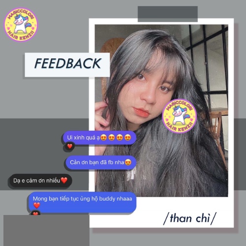 Thuốc Nhuộm Tóc Màu THAN CHÌ Không Tẩy Lên Từ Nền Đen Tặng Oxi Găng Tay Mũ Trùm KENZII