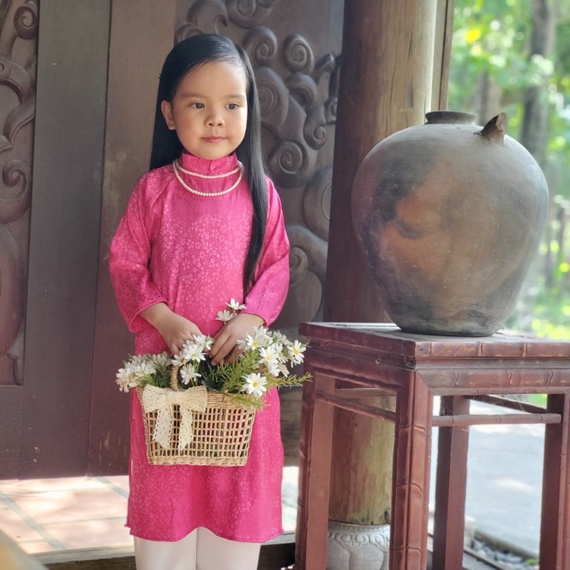Áo dài Gấm hoa Bé Gái