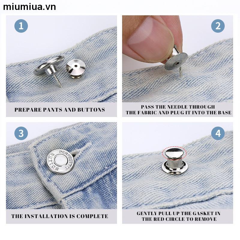 miumiuaNút cài quần jean bằng kim loại có thể tháo ra và điều chỉnh tiện lợi cho nữ