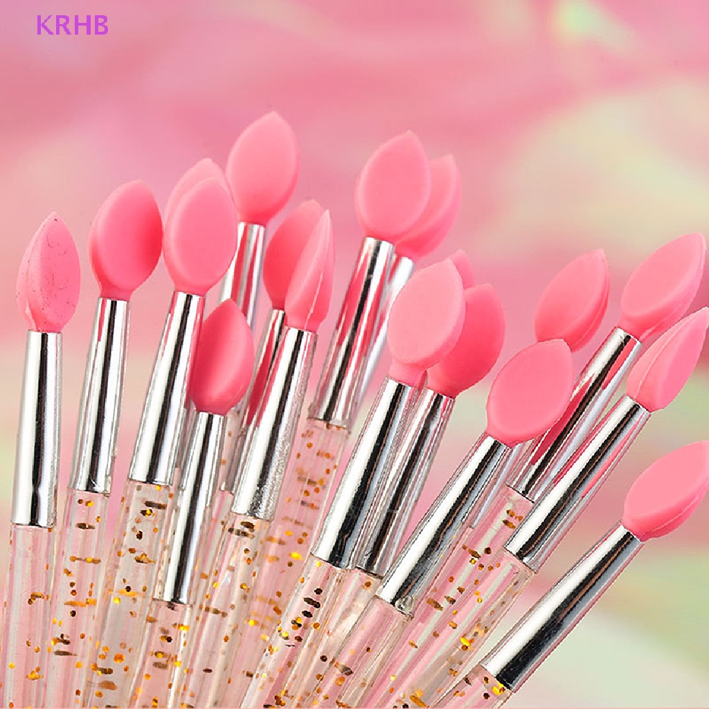 Set 10 Cọ Trang Điểm Mắt Môi Với Đầu Cọ Silicon Mềm Tiện Lợi Mới