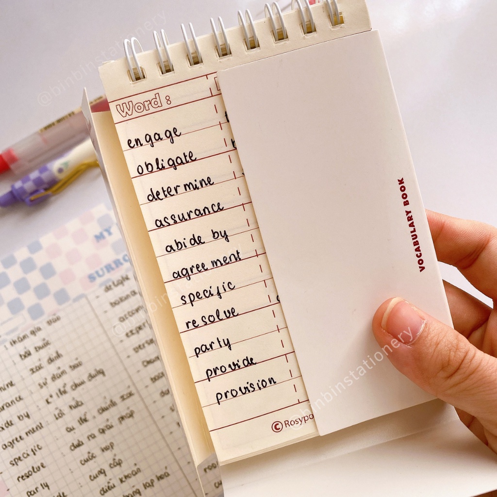 Sổ tay ghi chú từ vựng Rosy Pony Word Book phong các Retro, có thể đứng được STGC