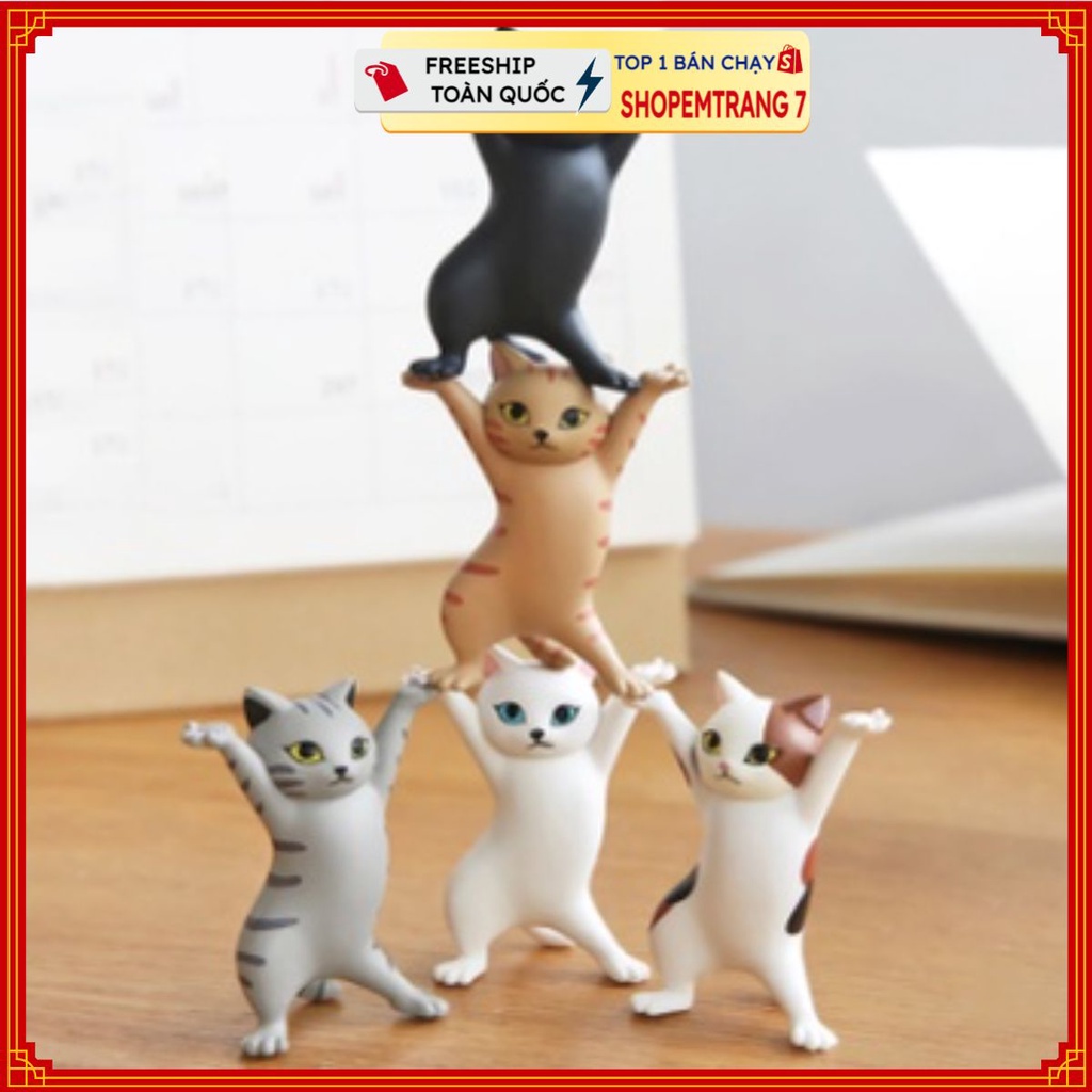 PVN33558 Set 5  Giá Để Bút Hình Mèo Nâng Tạ Vui Nhộn Cho Bé T2 .