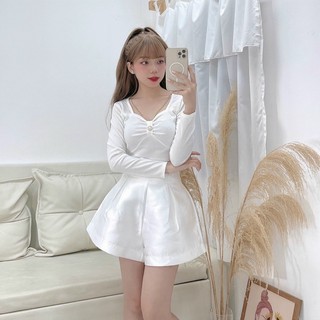 Áo thun gân tay dà phối xích