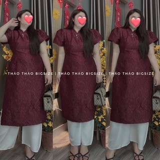 Set áo dài gấm hoa nổi - múp bigsize 60-100kg