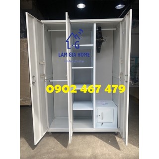 Tủ sắt 3 cánh trung hưng màu xám trắng