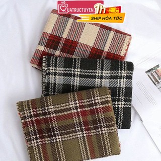 Khăn quàng cổ len kẻ caro đỏ KH2, khăn len ấm áp mùa đông hoạ tiết kẻ