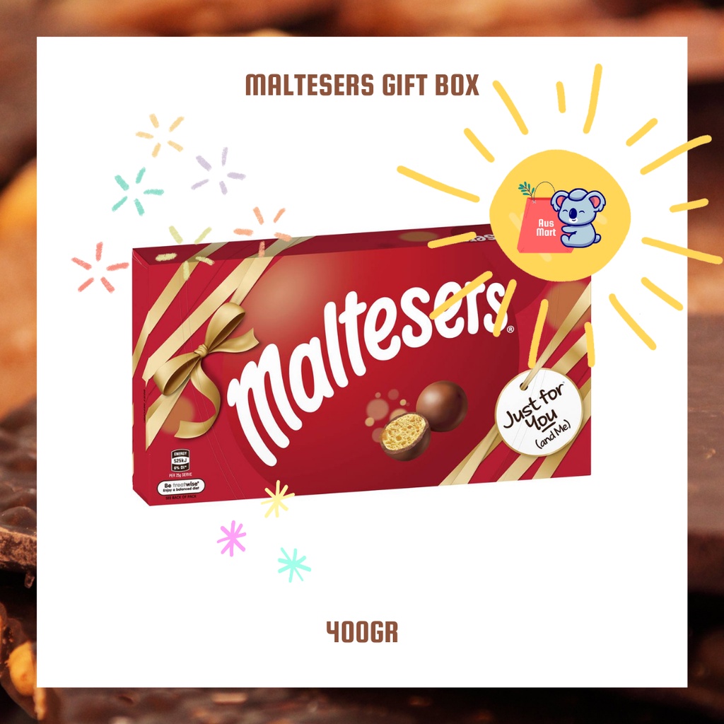 AusMart | Chocolate Maltesers Gift Box (400gr) hộp quà socola sữa dạng viên nhân bánh kẹo Tết nhập khẩu Úc