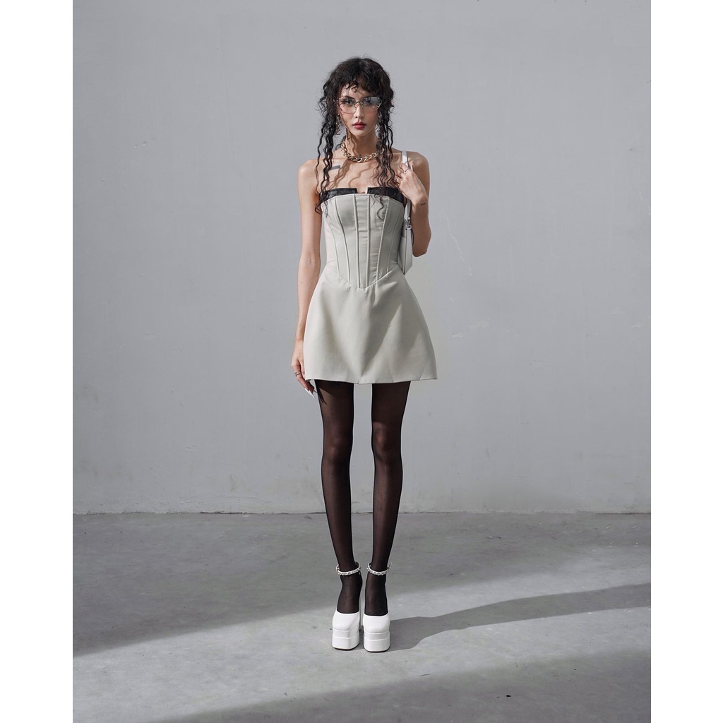 Đầm Kaki Phối Da CINBELLA+Áo Khoác Blazer Miami