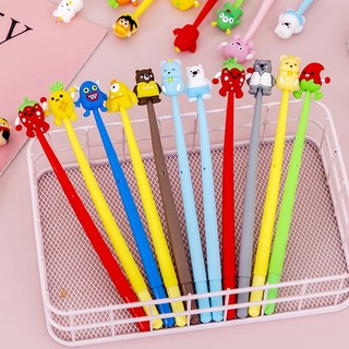 Combo 10 bút gel mực xanh, tím nhiều mẫu hoạt hình cute ngẫu nhiên