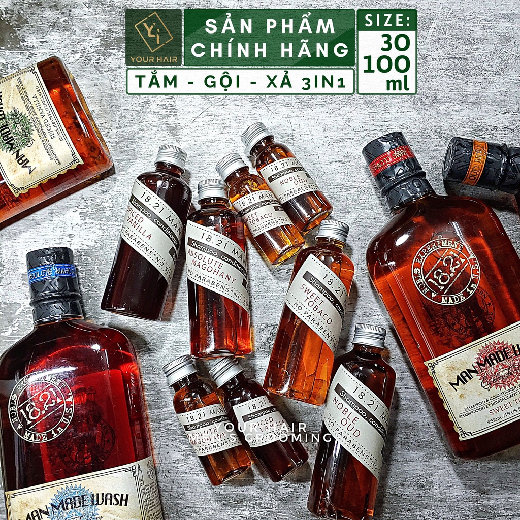 Sữa TẮM GỘI XẢ 3 trong 1 | 18.21 Man Made Wash 30ml & 100ml