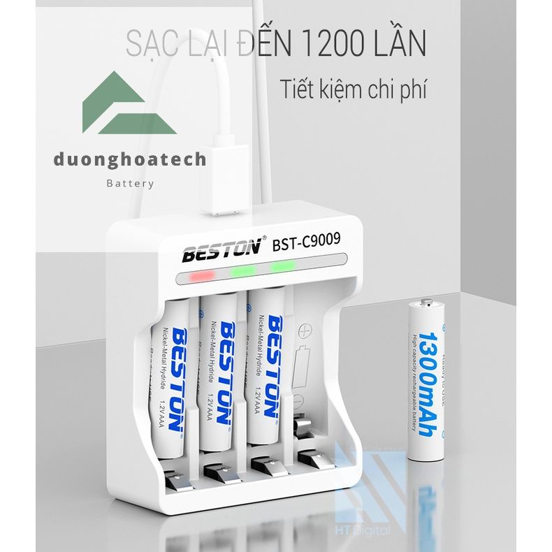 Combo 4 Viên Pin Sạc BESTON AAA 1300mAh 1.2V - HÀNG CÔNG TY CHÍNH HÃNG