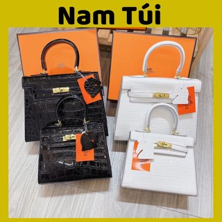 Túi cầm tay Kely da rắn size 21-25cm khoá vàng sang chảnh