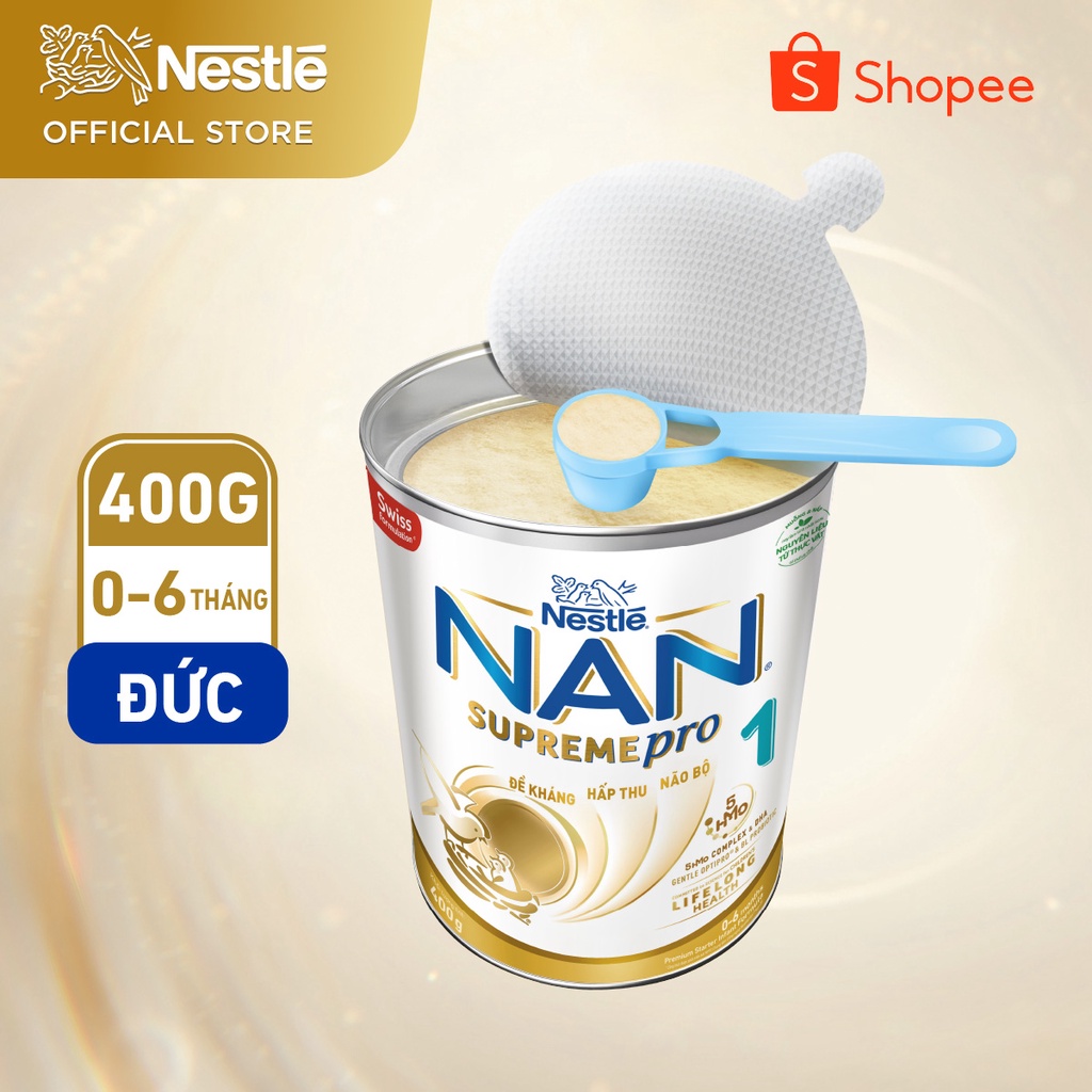 Sữa Bột Nestlé NAN SupremePro 1 lon 400g với 5HMO & đạm Gentle Optipro nhập khẩu nguyên lon từ Đức