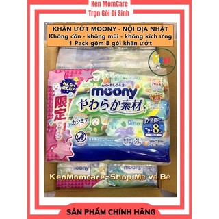 KHĂN ƯỚT MOONY NỘI ĐỊA NHẬT(set 8 gói)
