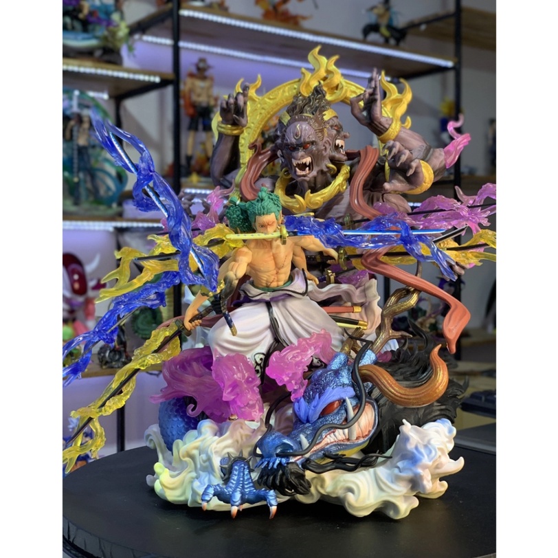 Hàng loại 2 - Mô Hình OnePiece Zoro Asura 3 đầu 6 tay siêu ngầu - Cao 38cm - Figure OnePiece - Hộp màu