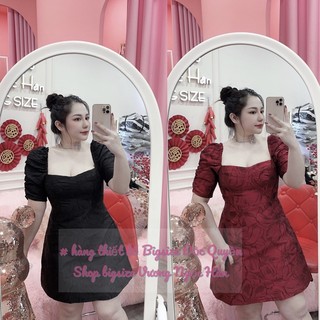 ĐẦM GẤM CỔ VUÔNG TAY PHỒNG THIẾT KẾ BIGSIZE 60-90KG