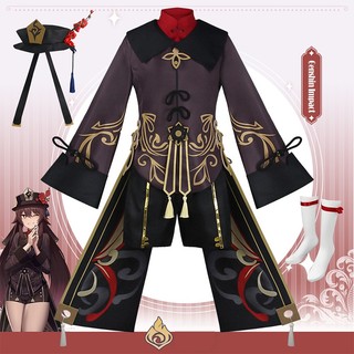 Halloween Genshin Impact Hutao Cosplay Costume Uniform Wig Cosplay Hu Tao Hat