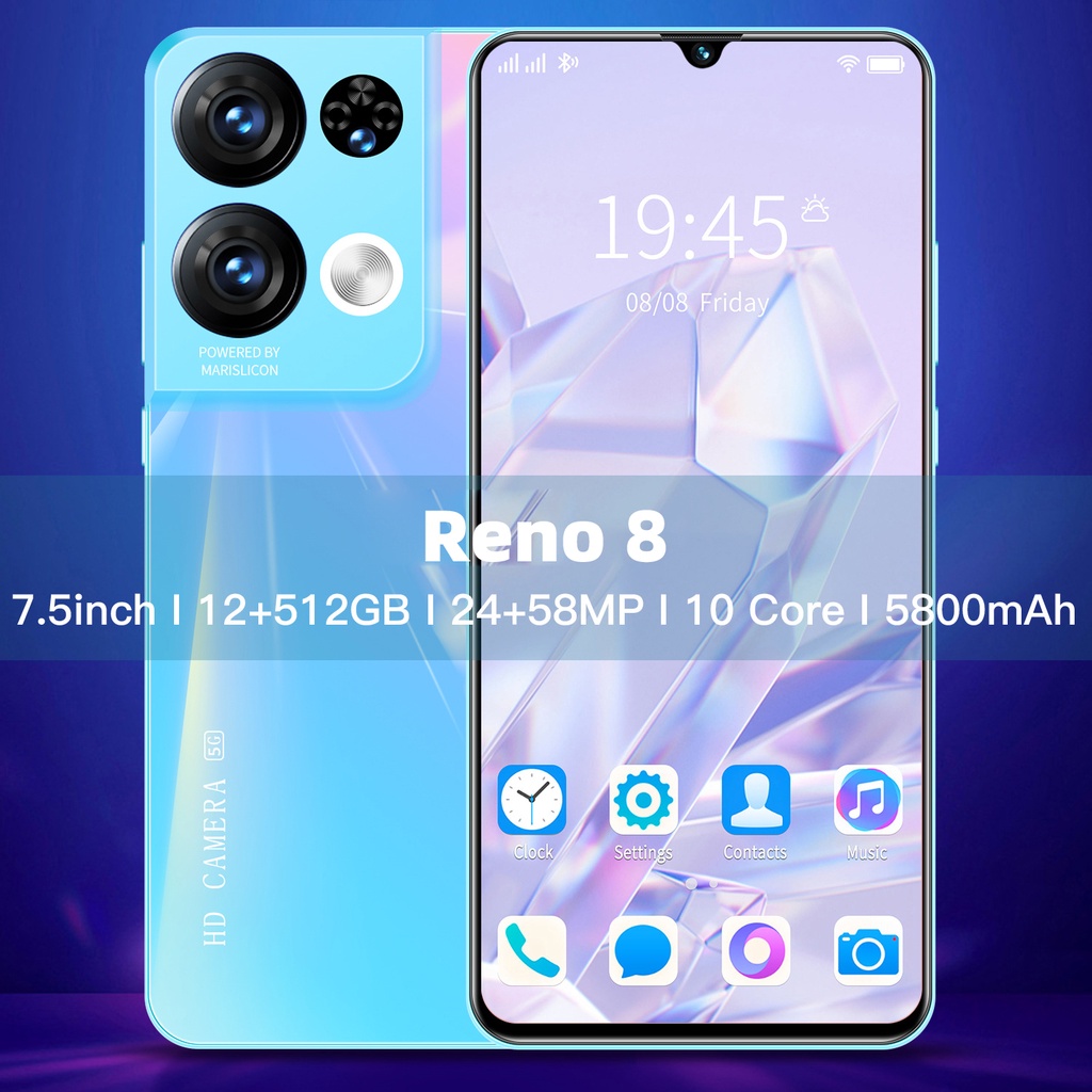 【COD】2023 Điện thoại di động Reno8 mới nguyên bản 12+512GB smartphone bán điện thoại chơi game thẻ kép Android 5G