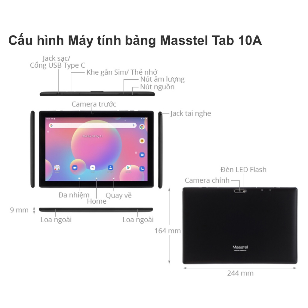Máy tính bảng Masstel Tab 10A - Hàng chính hãng