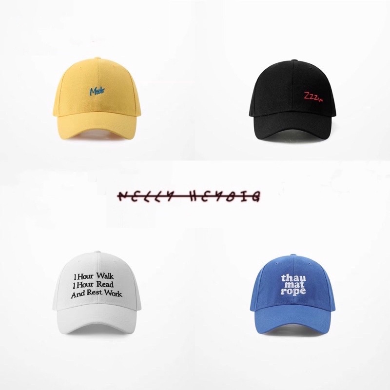 Mũ lưỡi trai nelly heybig nón kết unisex hoạ tiết thêu dành cho nam và nữ