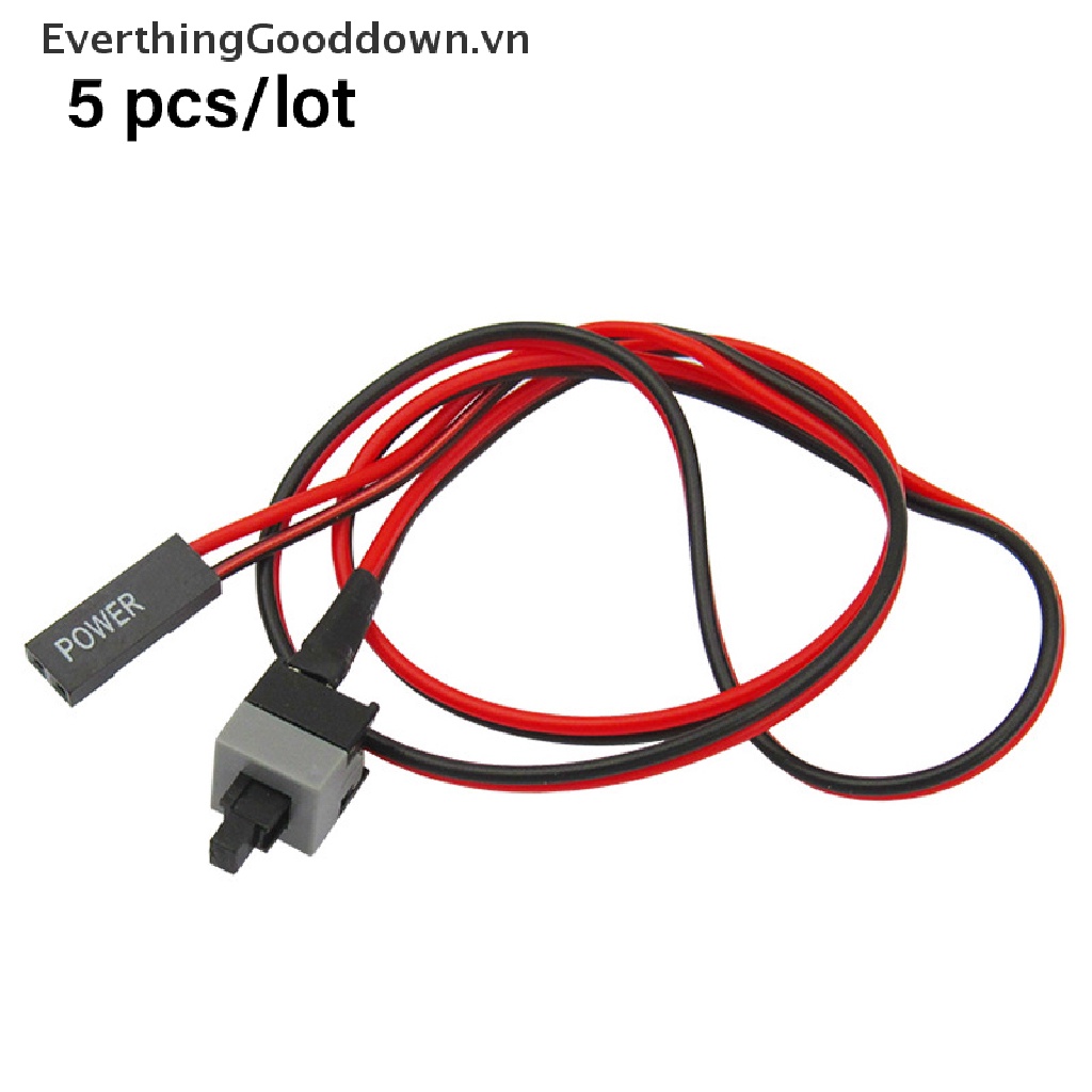 Everthinggooddown 5 Dây Cáp Nối Nút Nguồn Bật / Tắt 50cm 2 Pin SW PC Cho Máy Tính
