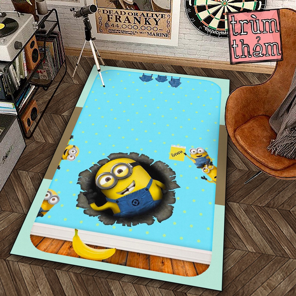 Thảm Trang Trí Minion Nền Xanh Decor Góc Học Tập Làm Việc Phòng Ngủ Phòng Khách Văn Phòng