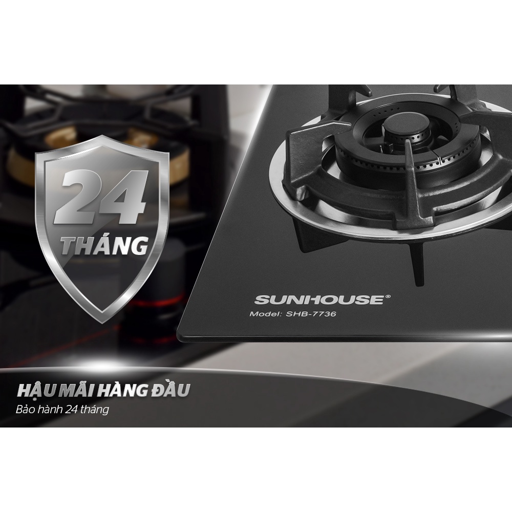 Bếp gas âm kính SUNHOUSE SHB7736